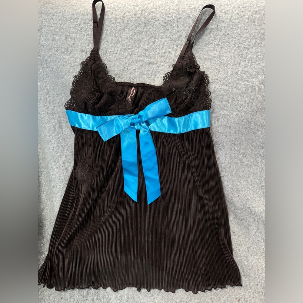 Victoria Secret Sexy Little Things - Black Lace with blue ribbon Short Slip